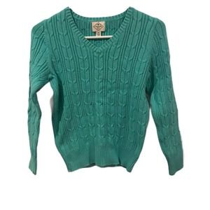 St. John's Bay Knitting Sweater V-Neck Teal Blue PS